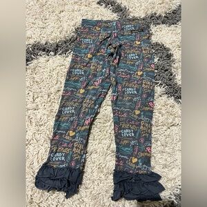 Matilda Jane Paint by Numbers -Girls Black Ruffle Hem Leggings- Size 6